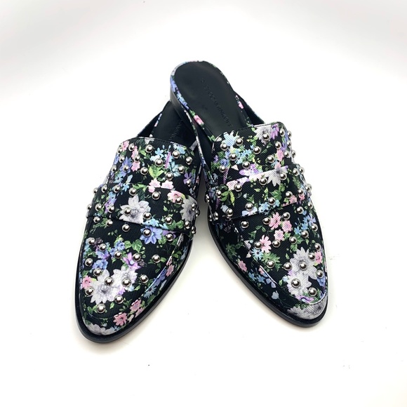 REBECCA MINKOFF MILENA STUDDED SILK LOAFER MULE - Picture 7 of 13